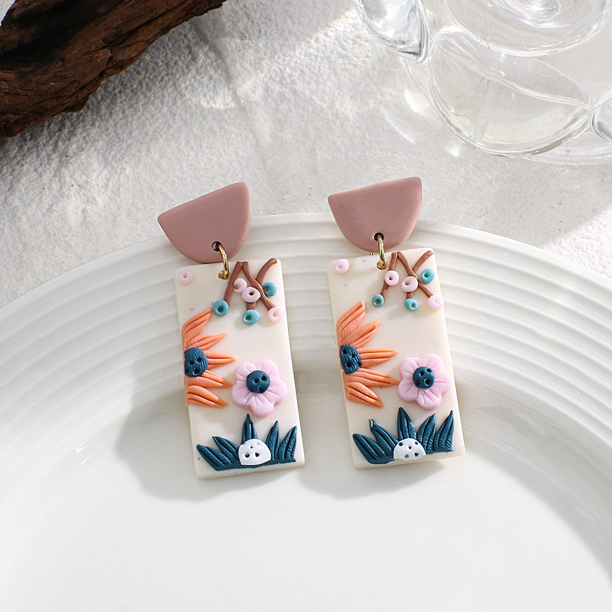 3-D Clay Earrings - SPRING PINK
