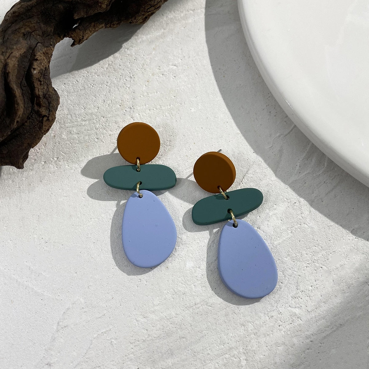 Neutral Clay Earrings - Blue Angels