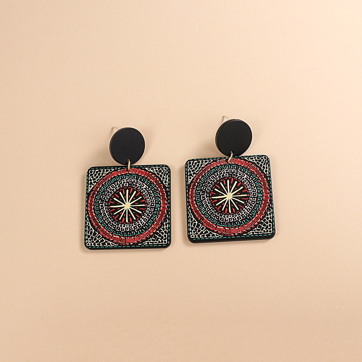 Abstract Clay Earrings - Black Iris