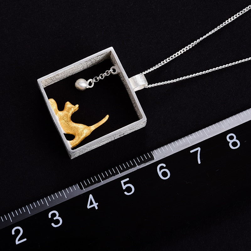 Sterling Silver Designer Fine Jewelry 18K Gold Playful Kitty