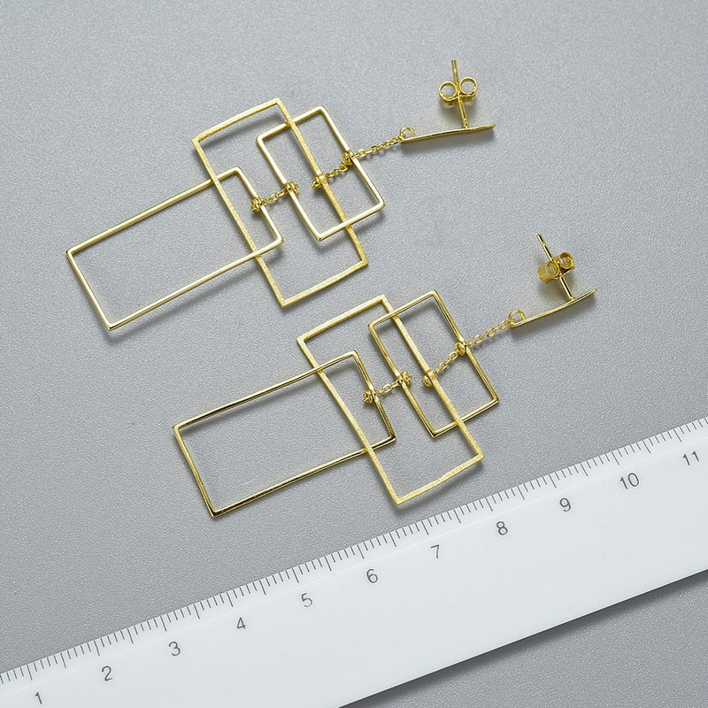 18K Gold Geometic Rectangles