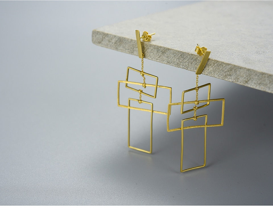 18K Gold Geometic Rectangles