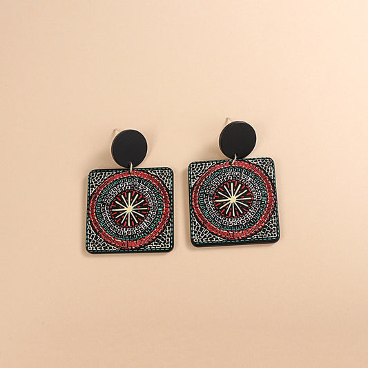 Abstract Clay Earrings - Black Iris