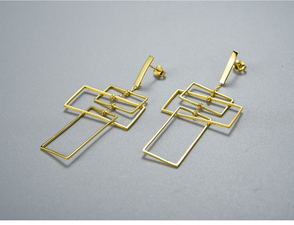 18K Gold Geometic Rectangles